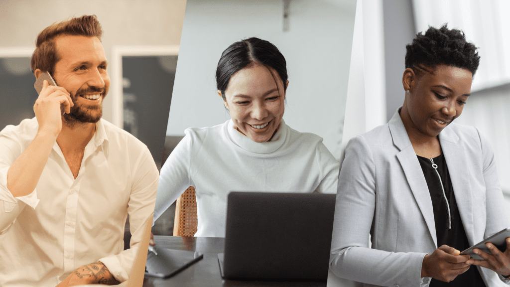 Image of employees staying connected utilizing a business phone system.