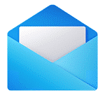 A blue opened envelope with a white piece of paper symobolizes fax to email, voice and video mail, and e-fax.