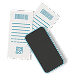 Two bills and a mobile device represents Deltapath's Call Accounting solution.