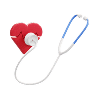 A stethoscope is listening to a red heart.