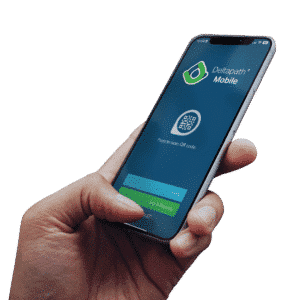 Image of person using Deltapath Mobile virtual phone number service.