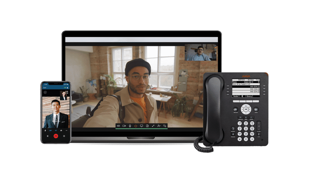 Multiple tools, such as smartphones, tablets for video calls, and an Avaya desktop VoIP phone are part of the UC experience and Avaya alternative program.