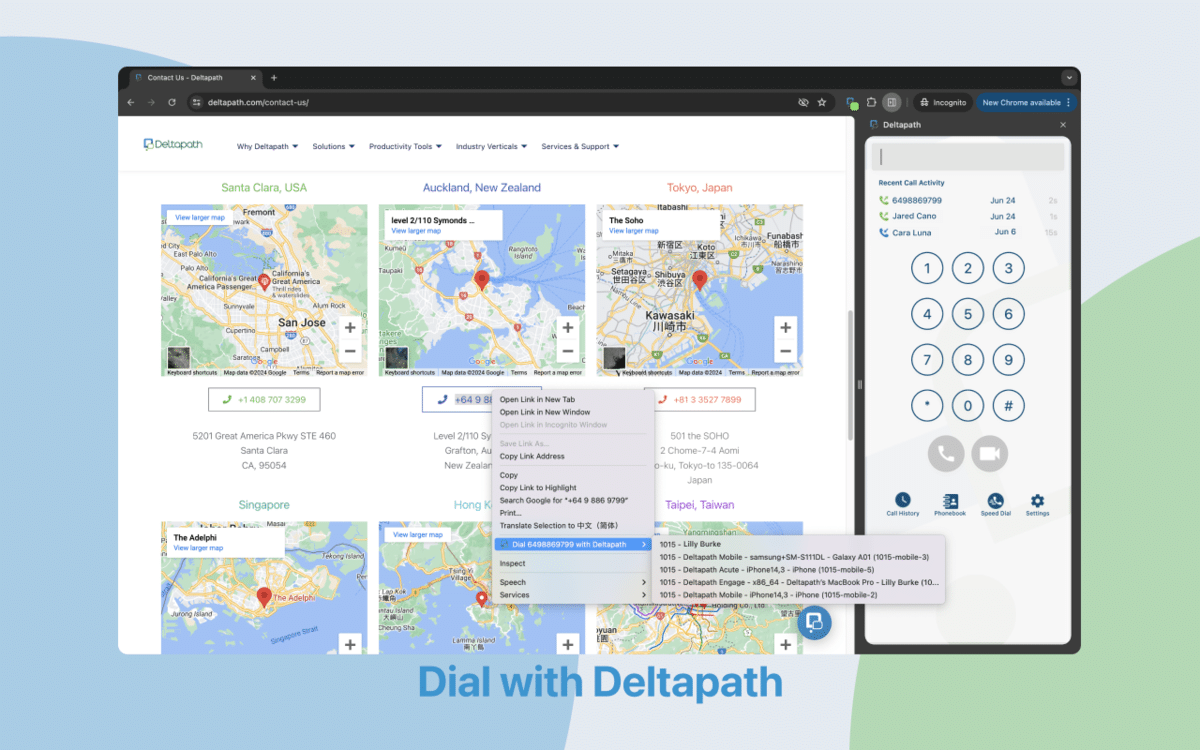 Deltapath Talk for Browser Click to Dial screen