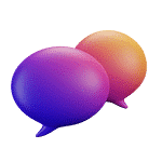 Two chat bubbles represent Deltapath's enterprise instant messaging solution for businesses.