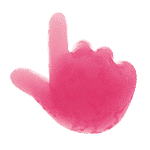 Pink hand with index finger extended represents Deltapath's push-to-talk solution.